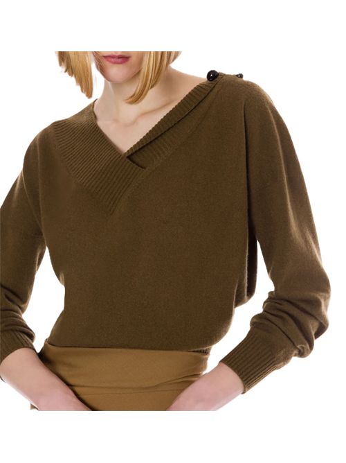 Maglione in puro cashmere con spilla piercing Alberta Ferretti Alberta Ferretti | 252U_090666050434 VERDE
